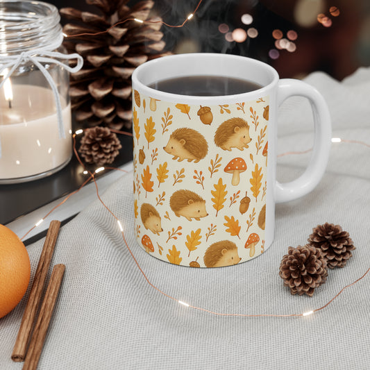 Cozy Autumn Hedgehog Print 11oz Ceramic Mug