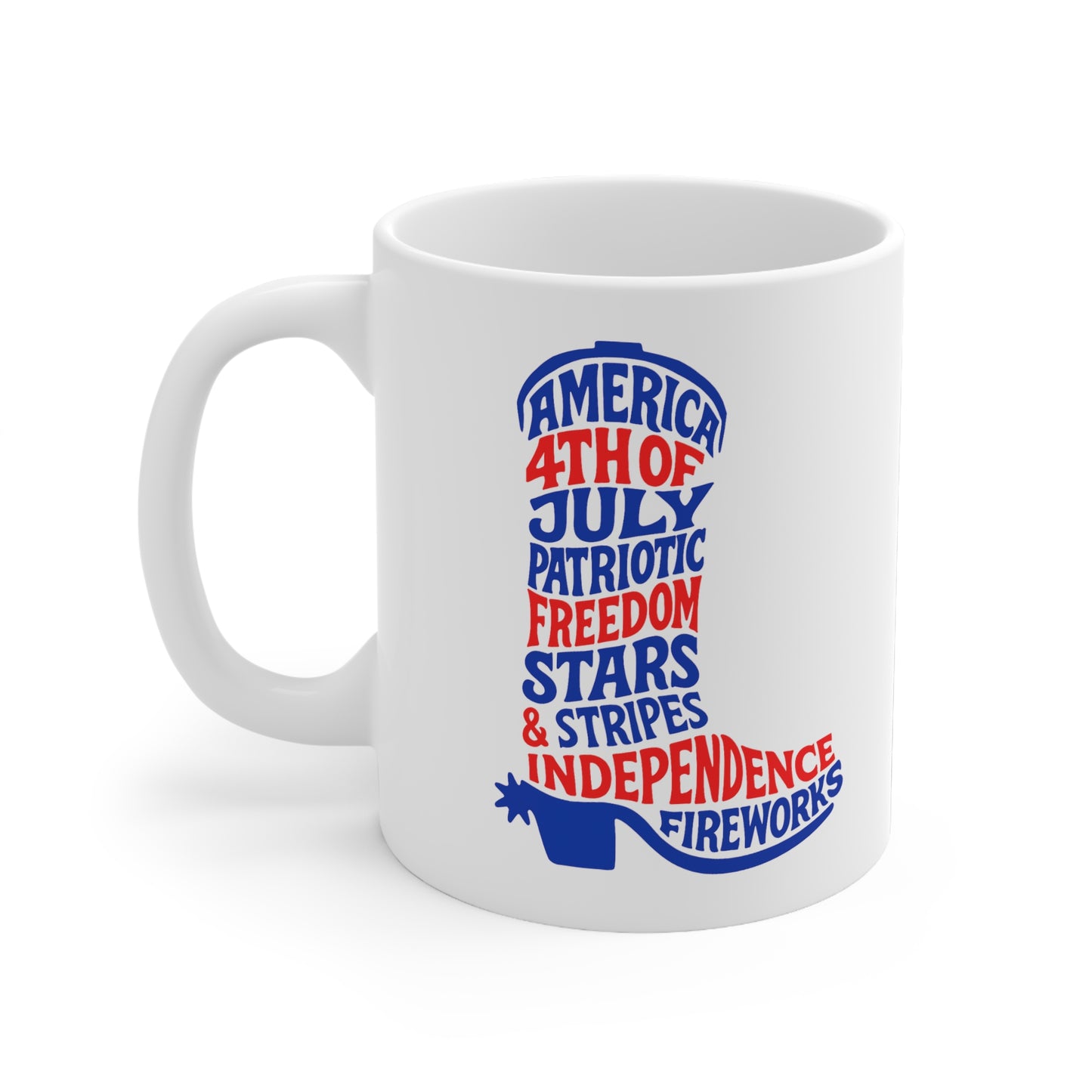 4th of July Cowboy Boot Words 11oz Ceramic Mug