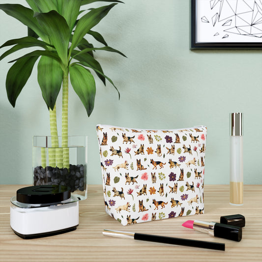 German Shepherd Print Cotton Cosmetic Bag/Makeup Organizer & Travel Pouch
