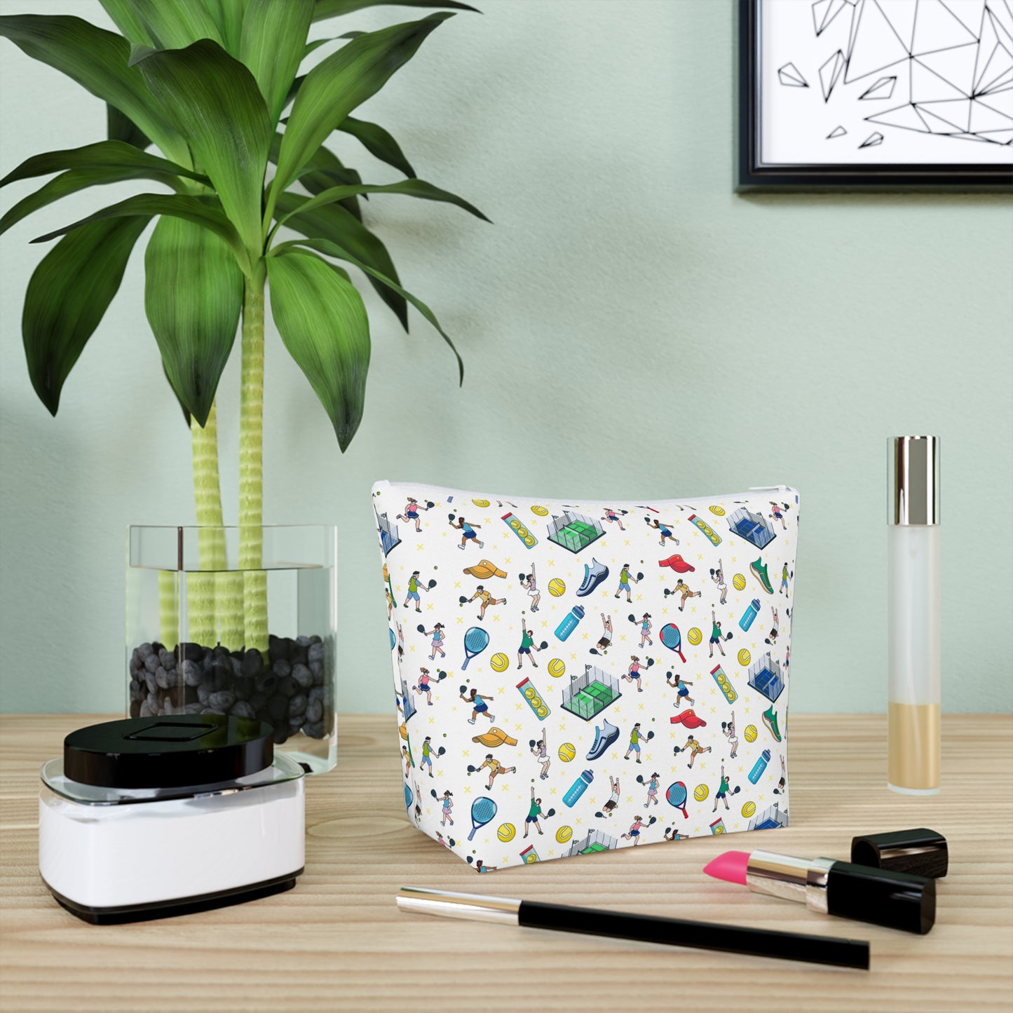 Padel Print Cotton Cosmetic Bag/Makeup Organizer & Travel Pouch