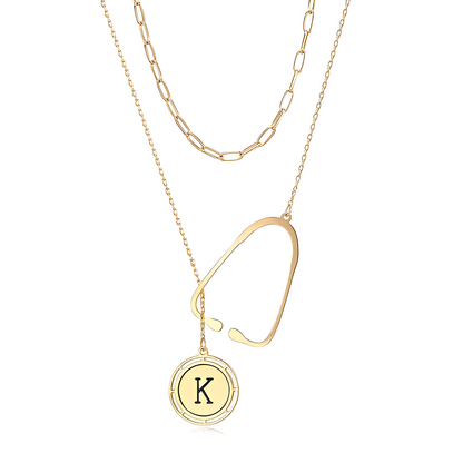 Personalized Stethoscope Necklace with Initial, Gold Nurse Necklace