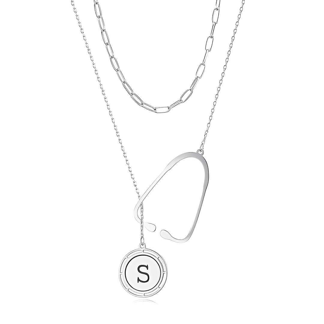 Nurse Graduation Gift, Gold Stethoscope Necklace with Custom Initial