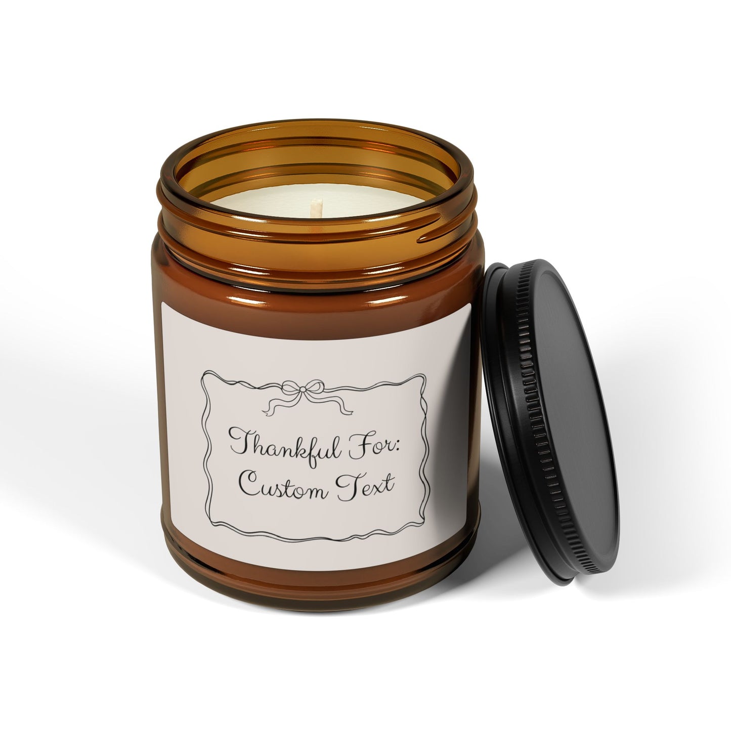 Thankful For [Custom Text] Scented Candle - 4oz and 9oz Scented Soy Candle