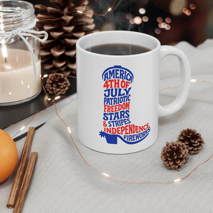 4th of July Cowboy Boot Words 11oz Ceramic Mug