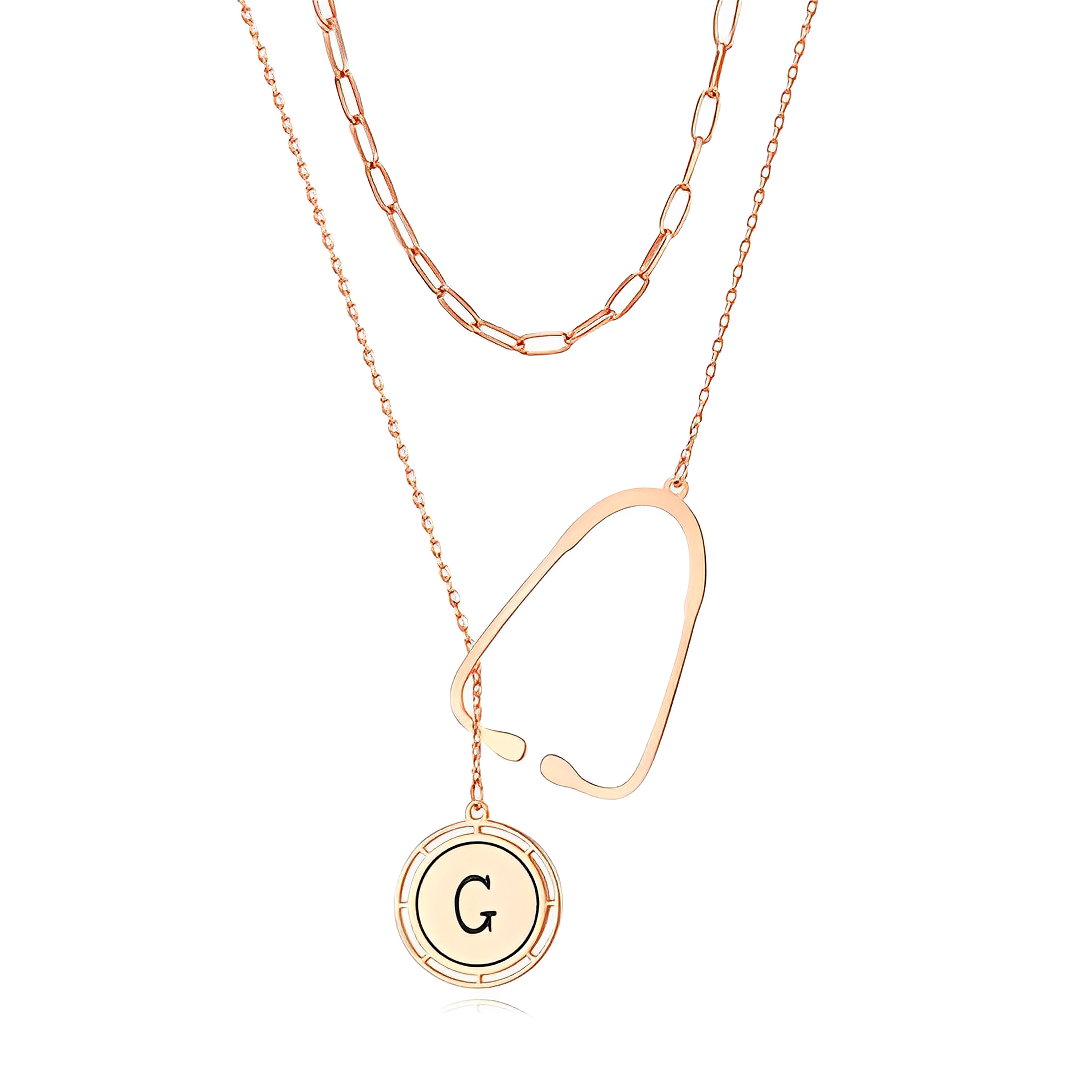 Stethoscope Pendant Necklace with Initial, Medical Student Gift