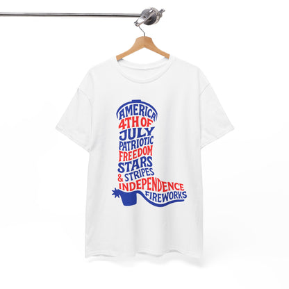 4th of July Cowboy Boot Words Graphic T-Shirt