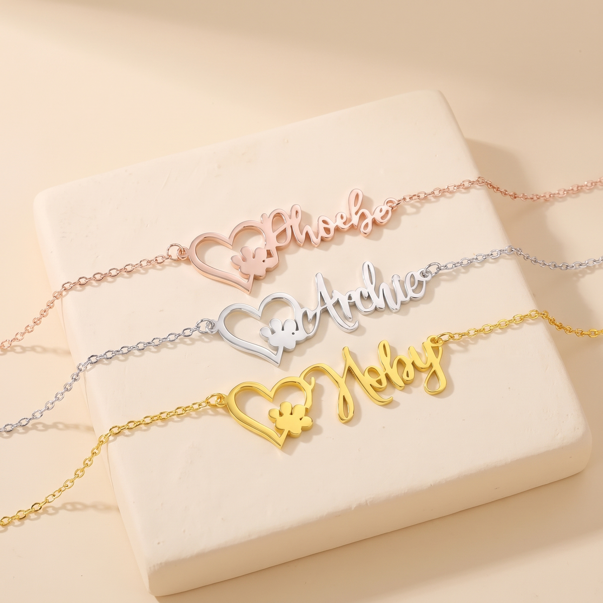 Personalized Dog Paw Name Necklace