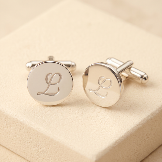 Manchetknopen in 925 sterling zilver met gegraveerde initialen
