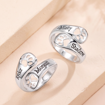 Dog Paw Ring with Custom Engraved Name