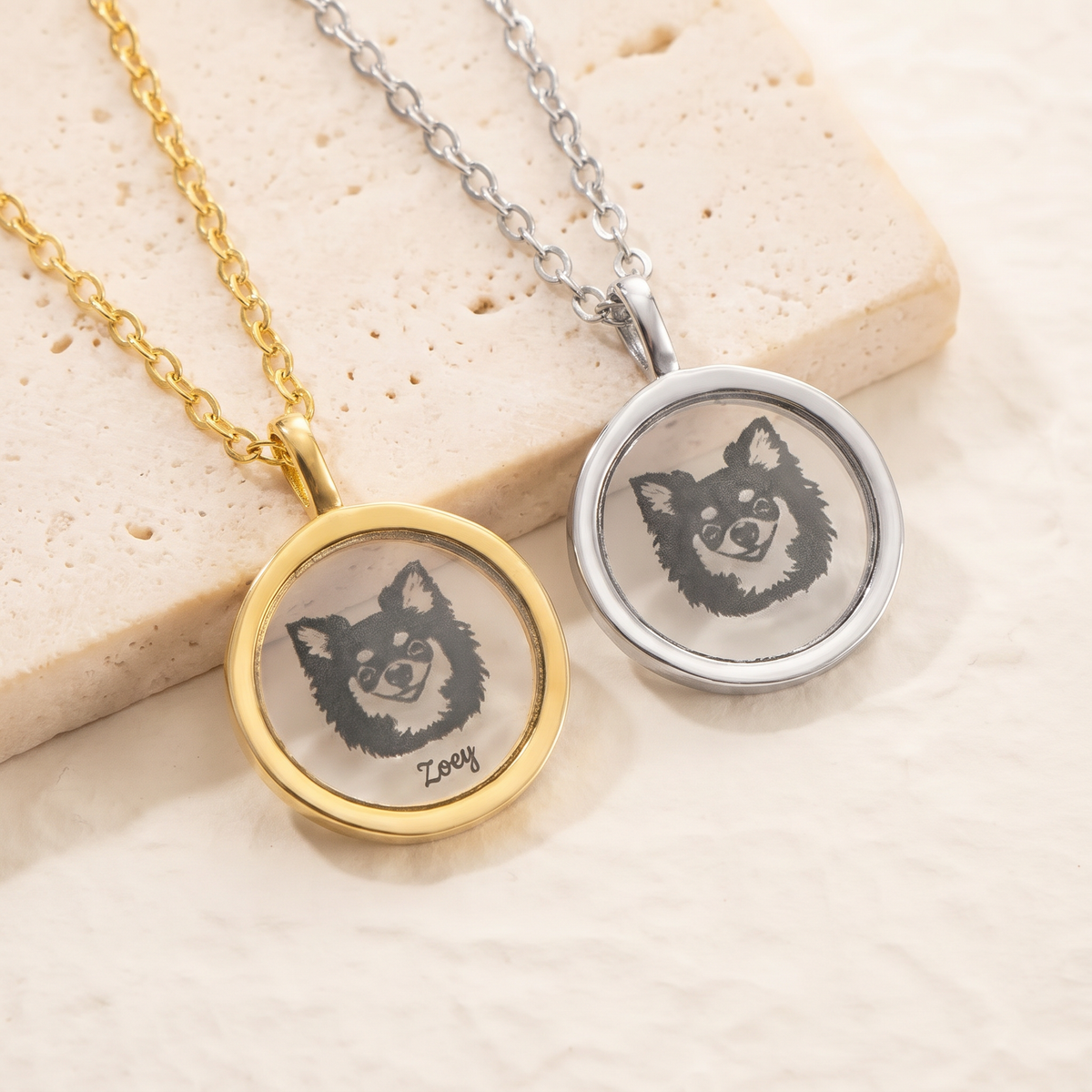 Custom Clear Pet Portrait Necklace