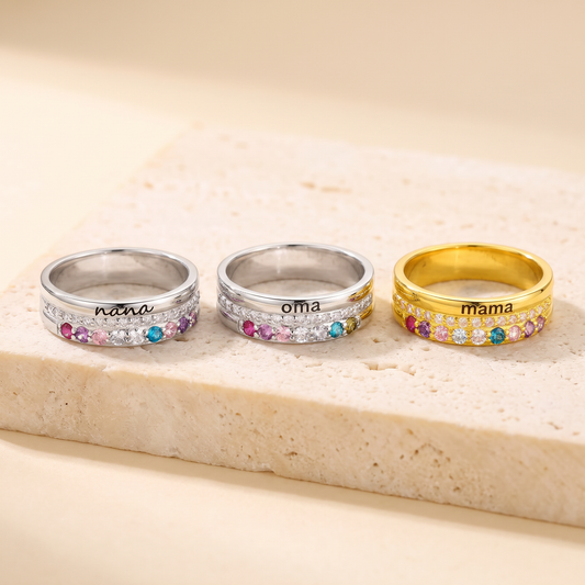 Personalized Name Birthstone Ring