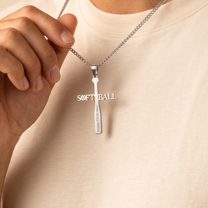 Softball/Baseball Cross Necklace with Custom Name