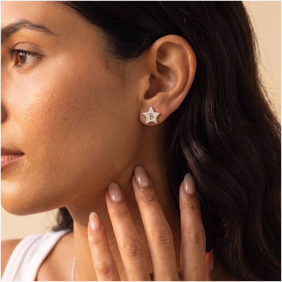 Personalized Star Stud Initial Earrings