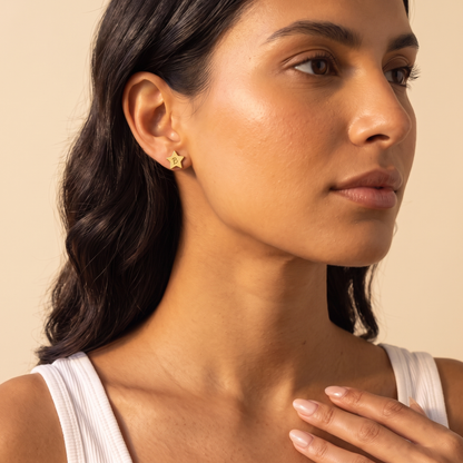 Personalized Star Stud Initial Earrings