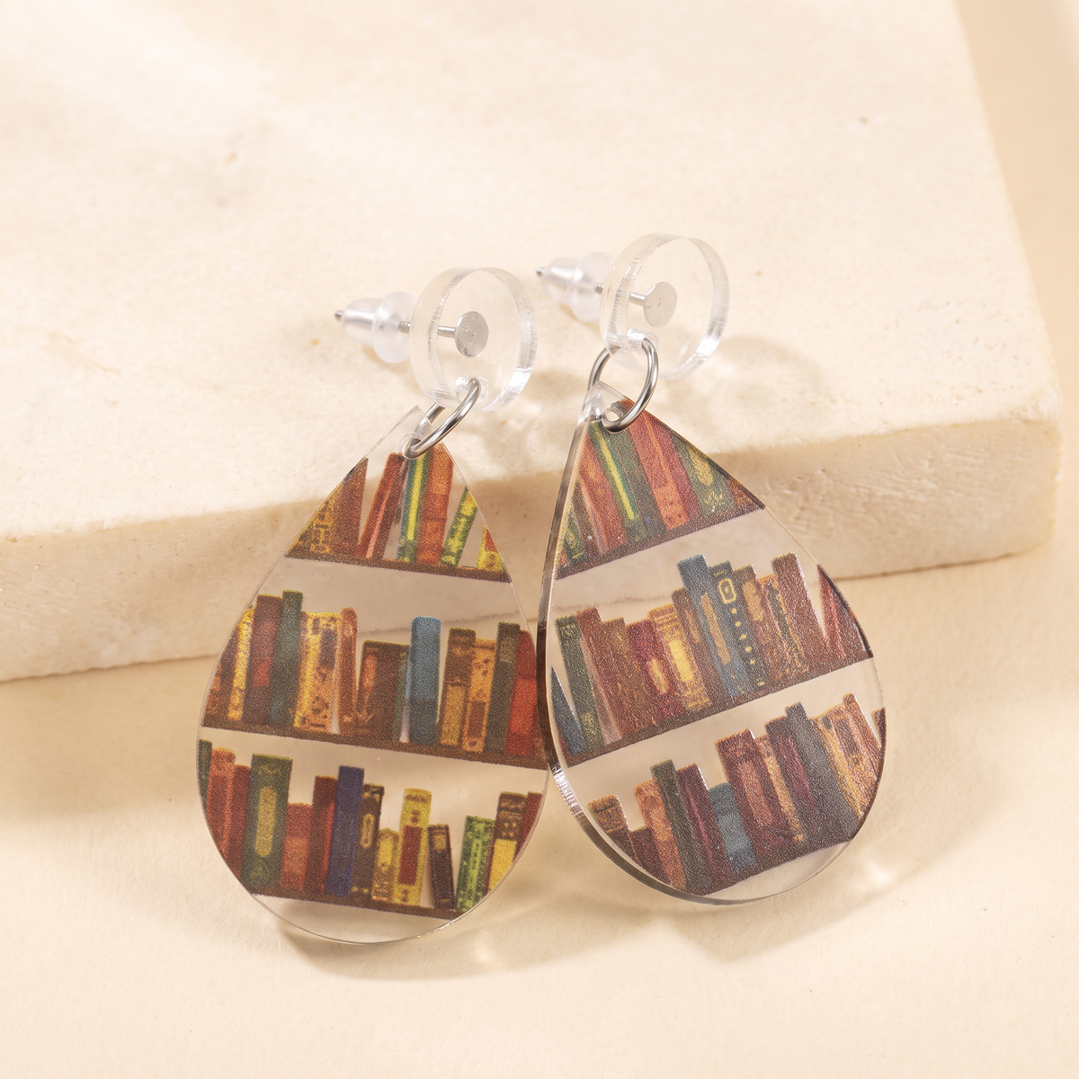 Book Shelf Dangly Earrings