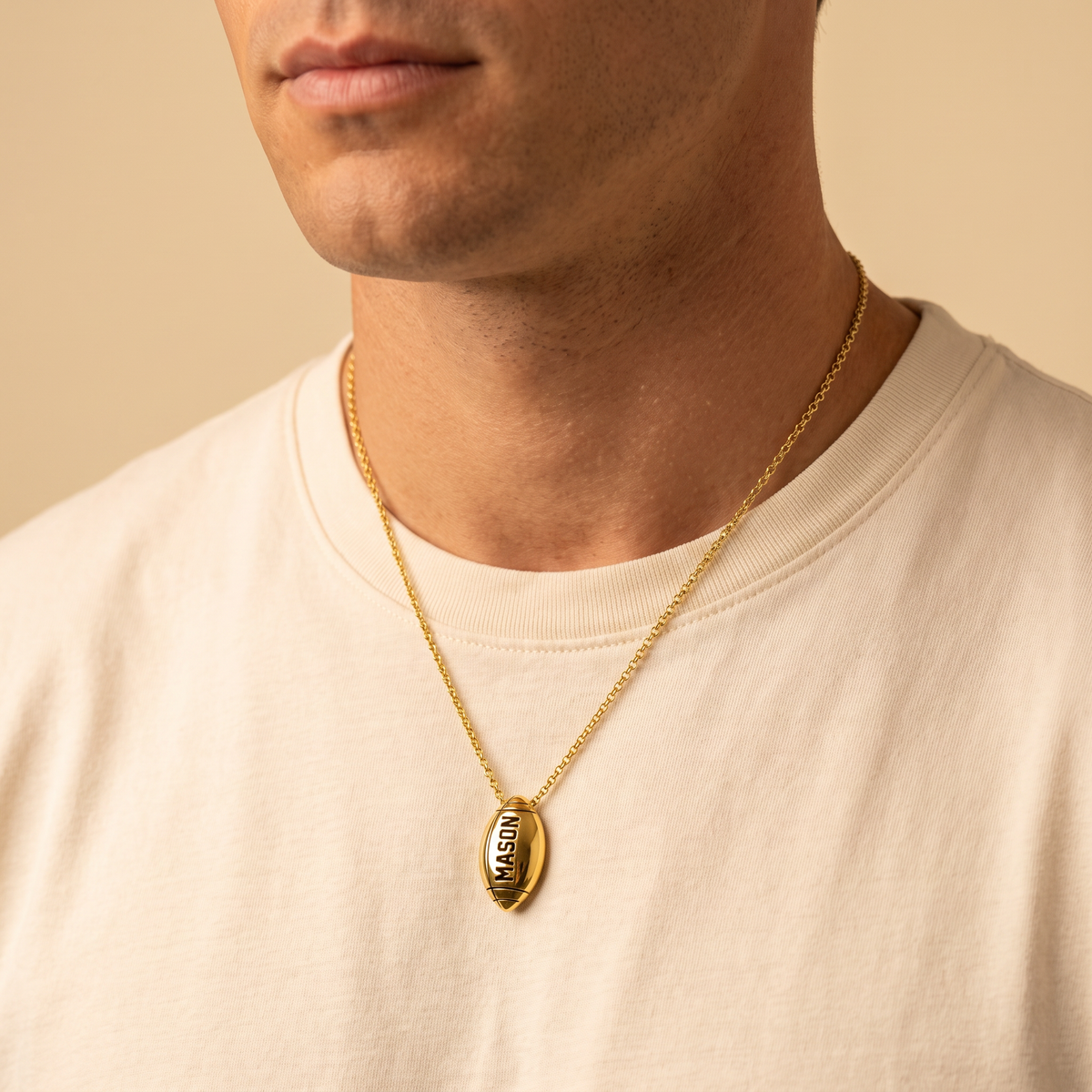 Customized Engraved Football Necklace