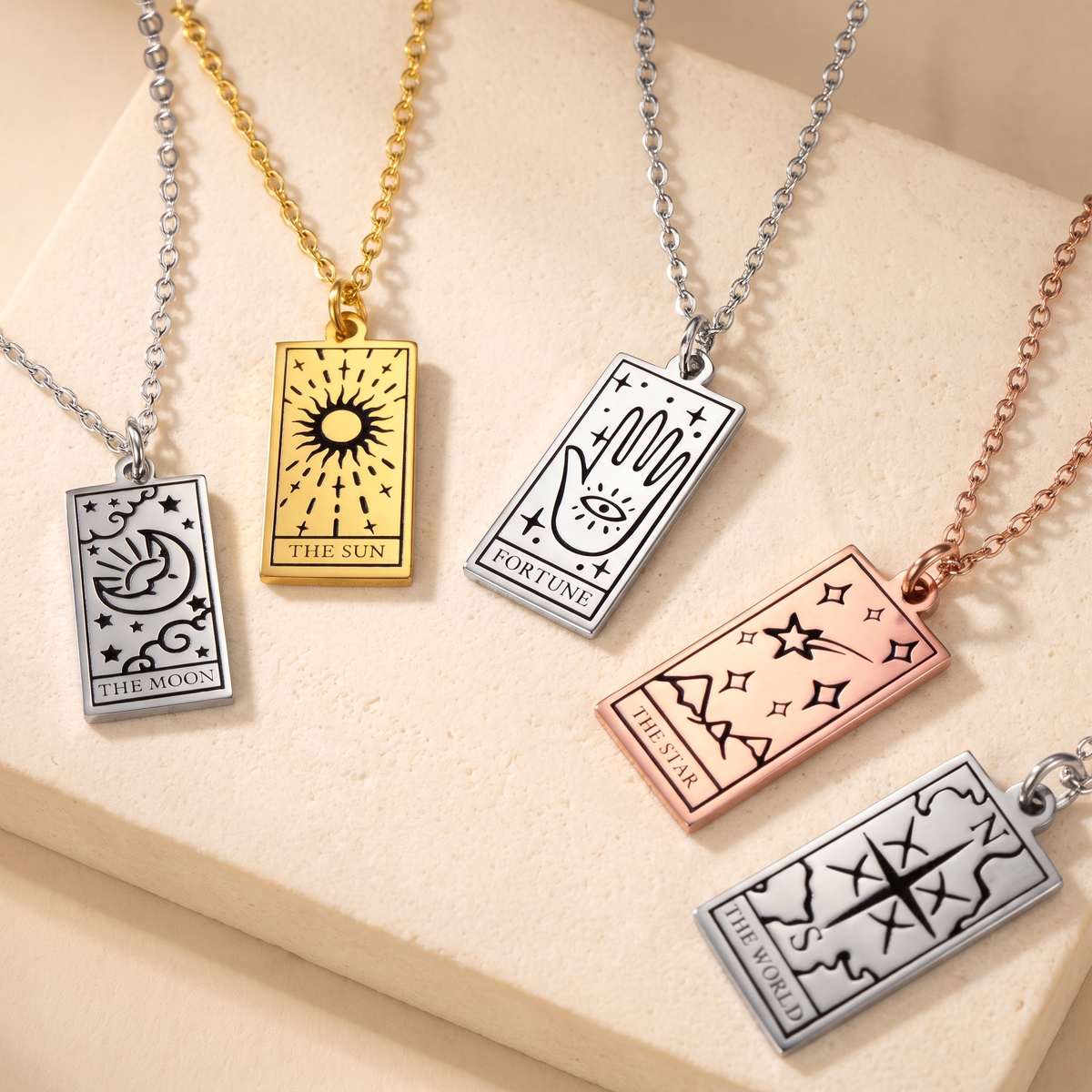 Tarot Card Necklace with Custom Name