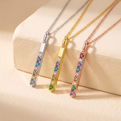 Staaf ketting met kristallen geboortestenen