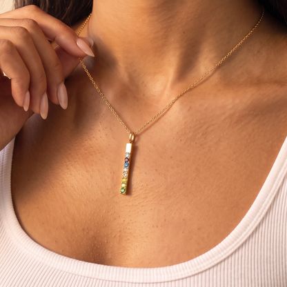Customized Crystal Birthstones Bar Necklace