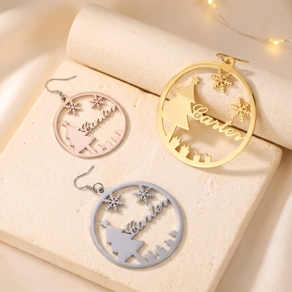Personalized Christmas Hoop Earrings