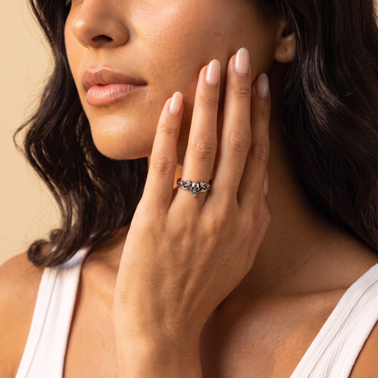 Dainty Skull Ring with Customised Birthstone