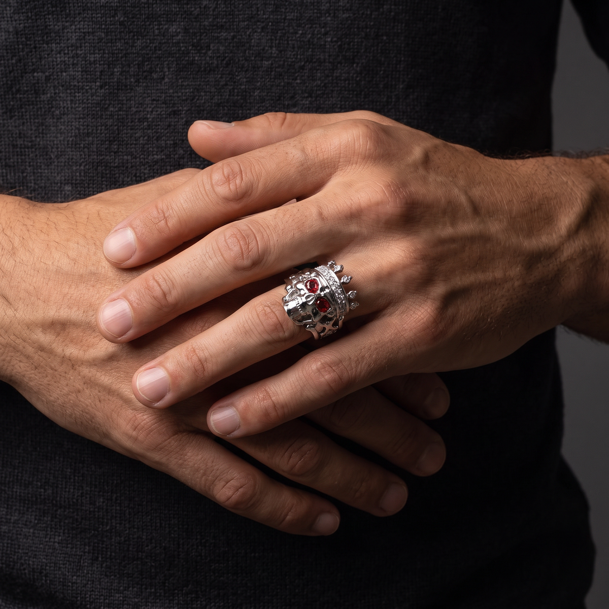Personalized Skeleton King Ring with Birthstone