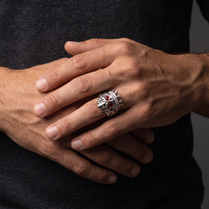 Personalized Skeleton King Ring with Birthstone