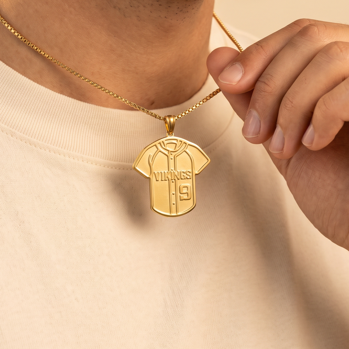 Baseball Jersey Necklace with Custom Engraved Name & Number