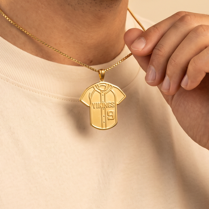 Baseball Jersey Necklace with Custom Engraved Name & Number