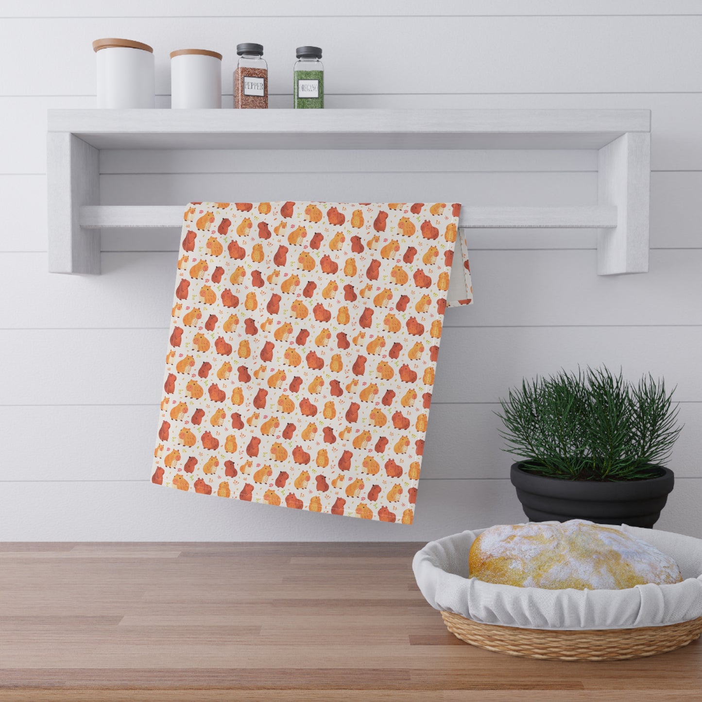Capybaras Chibi Style Print Tea Kitchen Towel