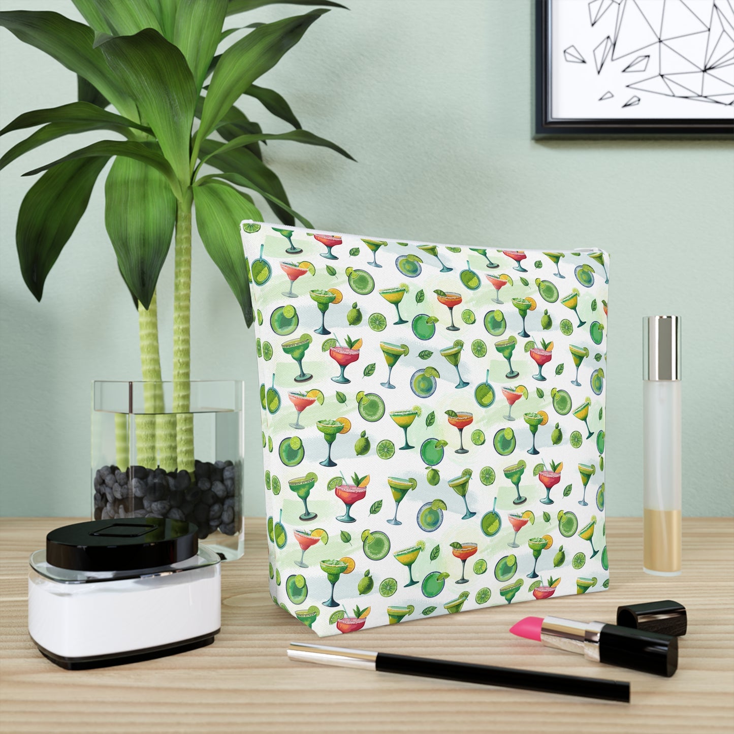 Margarita Cocktail Print Cotton Cosmetic Bag/Makeup Travel Pouch