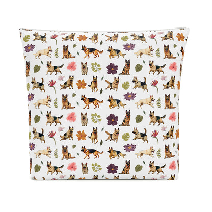 German Shepherd Print Cotton Cosmetic Bag/Makeup Organizer & Travel Pouch