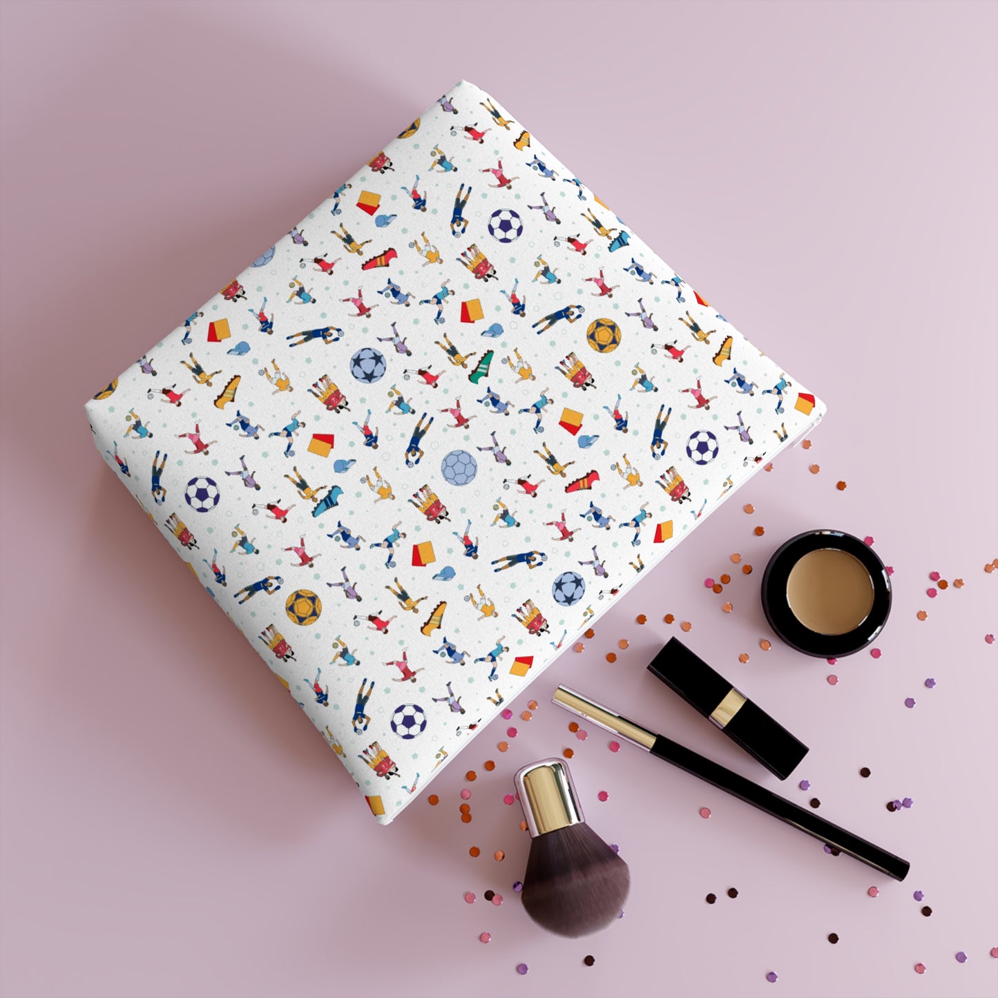 Football Soccer Print Cotton Cosmetic Bag/Makeup Organizer/Toiletry Bag