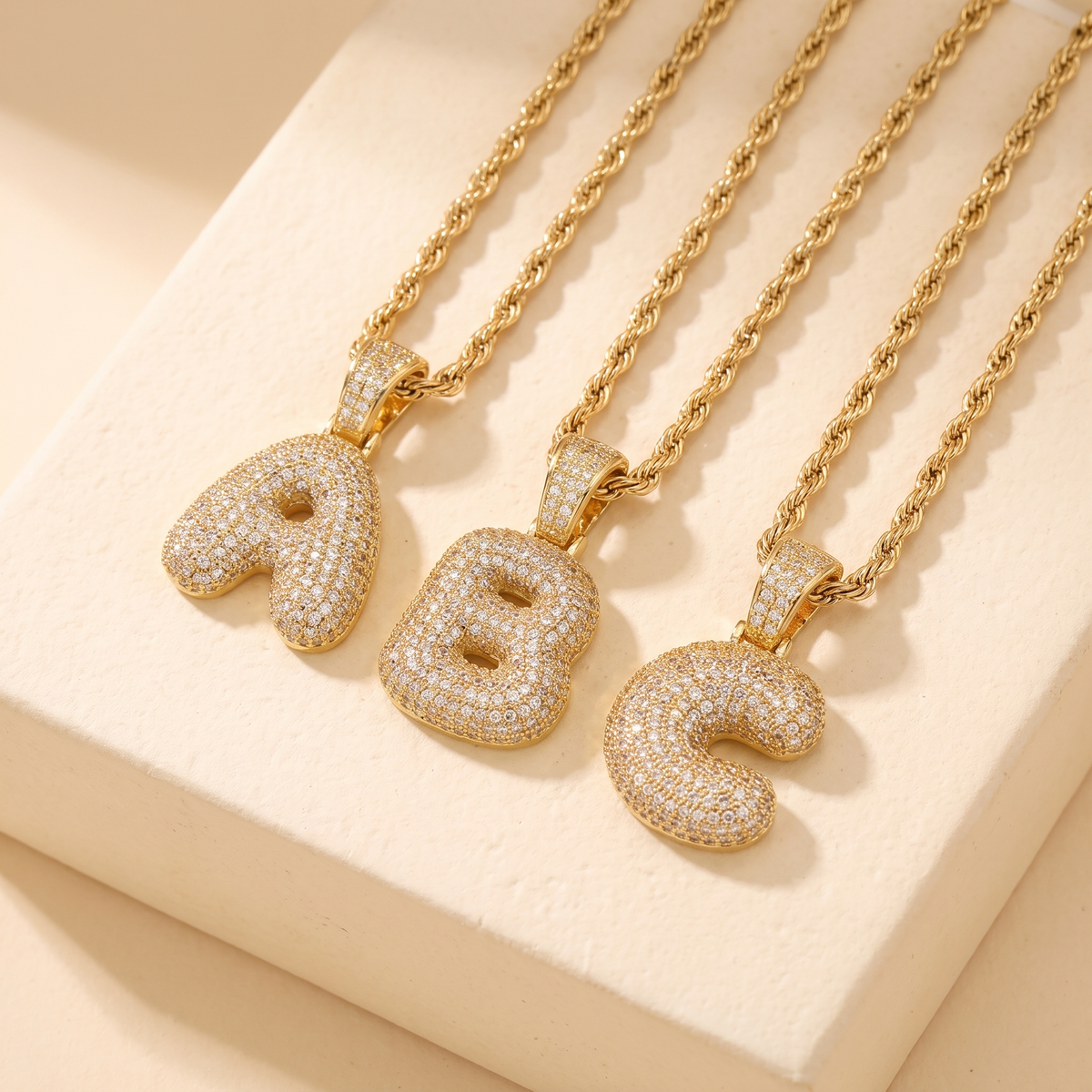 Personalized Hip Hop Bubble Letter Necklace