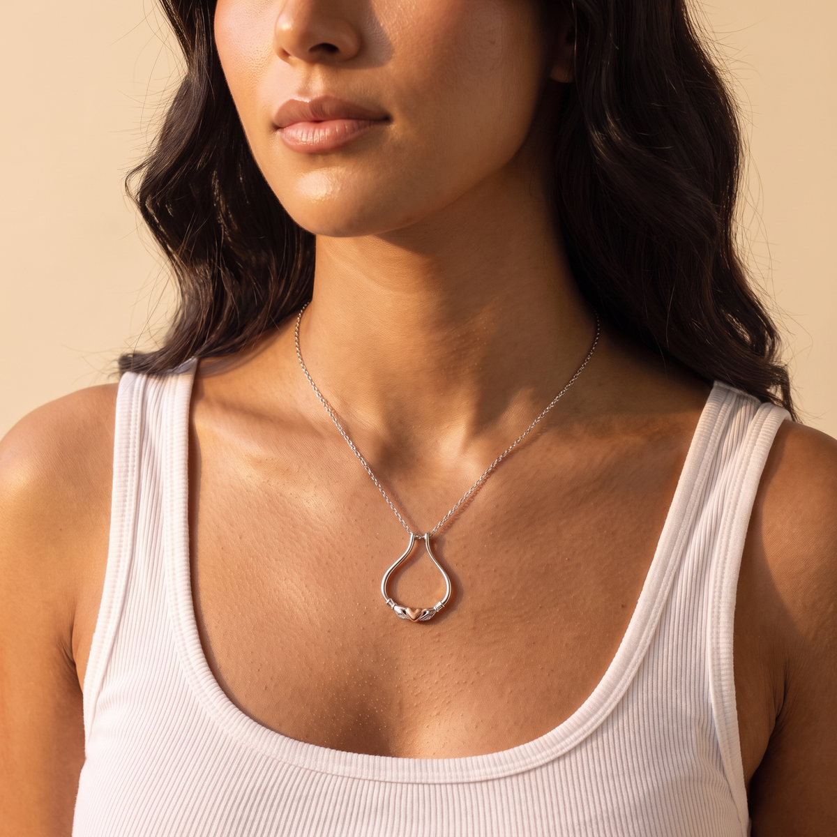 Claddagh Heart Ring Holder Necklace