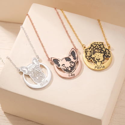 Custom Name Pet Portrait Necklace