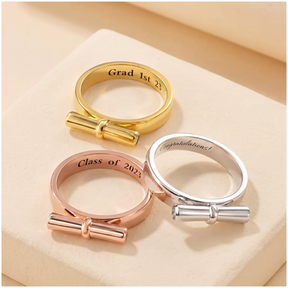 Custom Engraved Diploma Scroll Graduation Ring