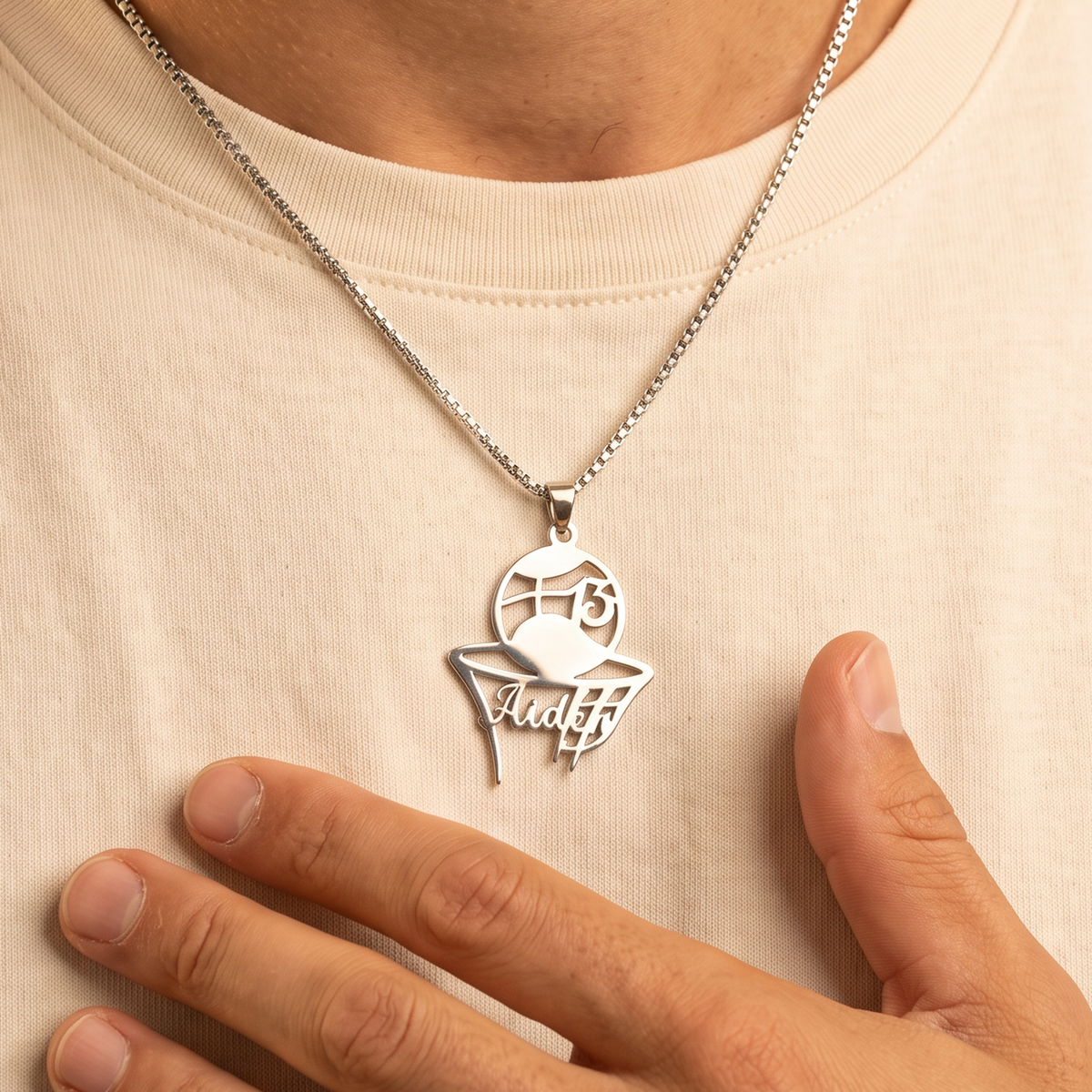 Personalized Name and Number Basketball Necklace