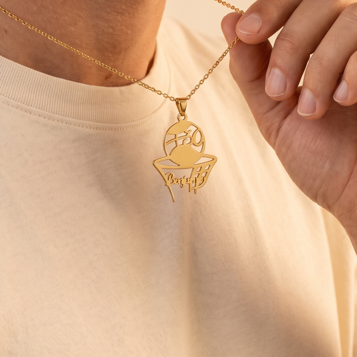 Personalized Name and Number Basketball Necklace