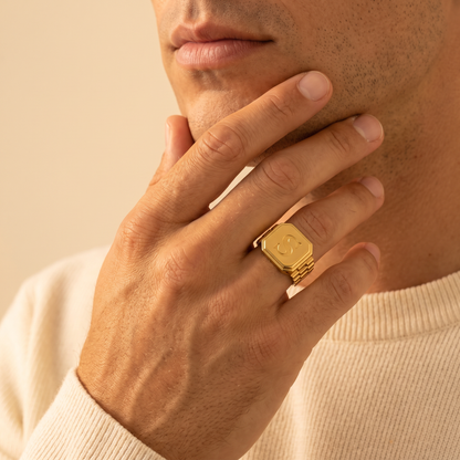 Custom Initial Men's Signet Ring