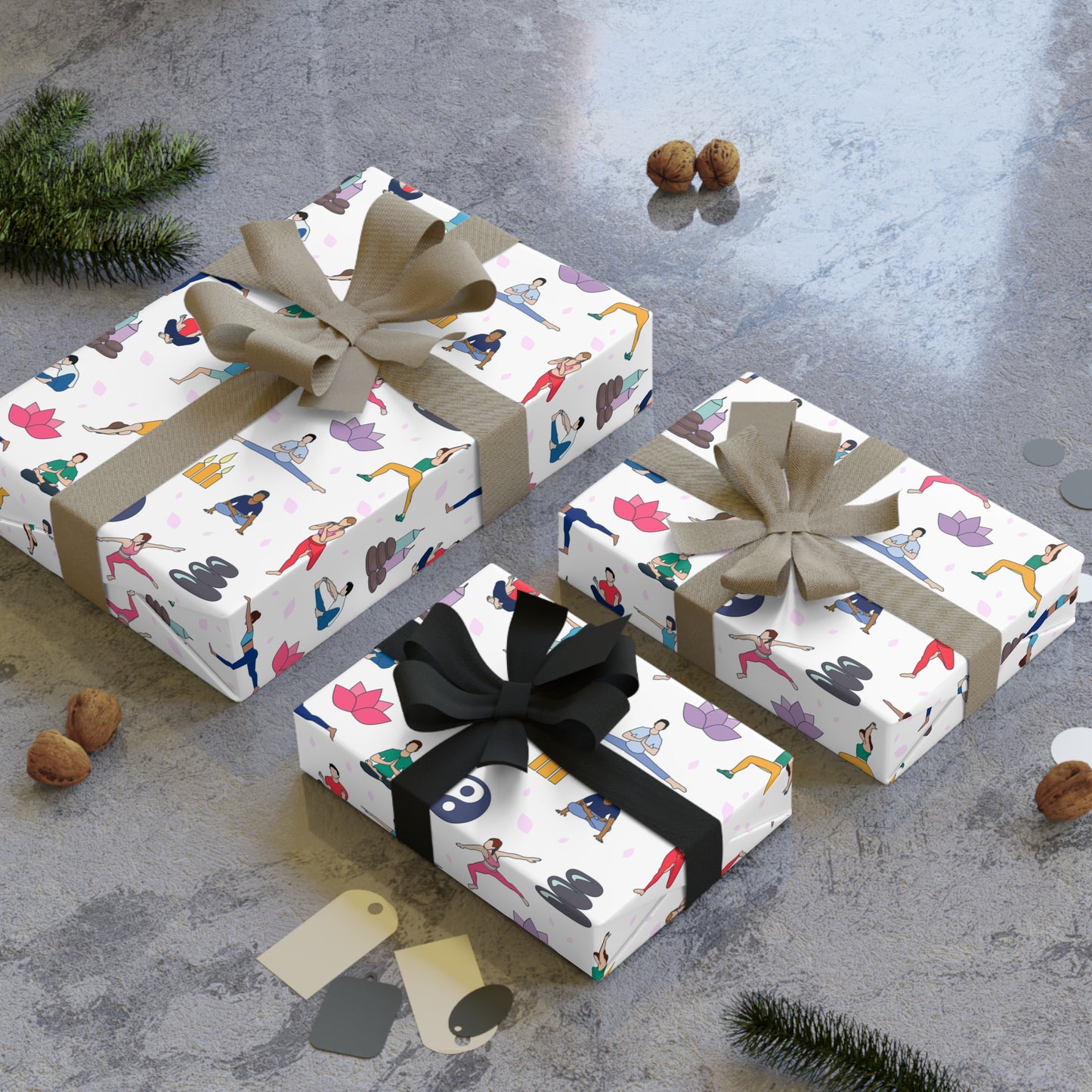 Yoga Inspired Print Gift Wrapping Paper Roll