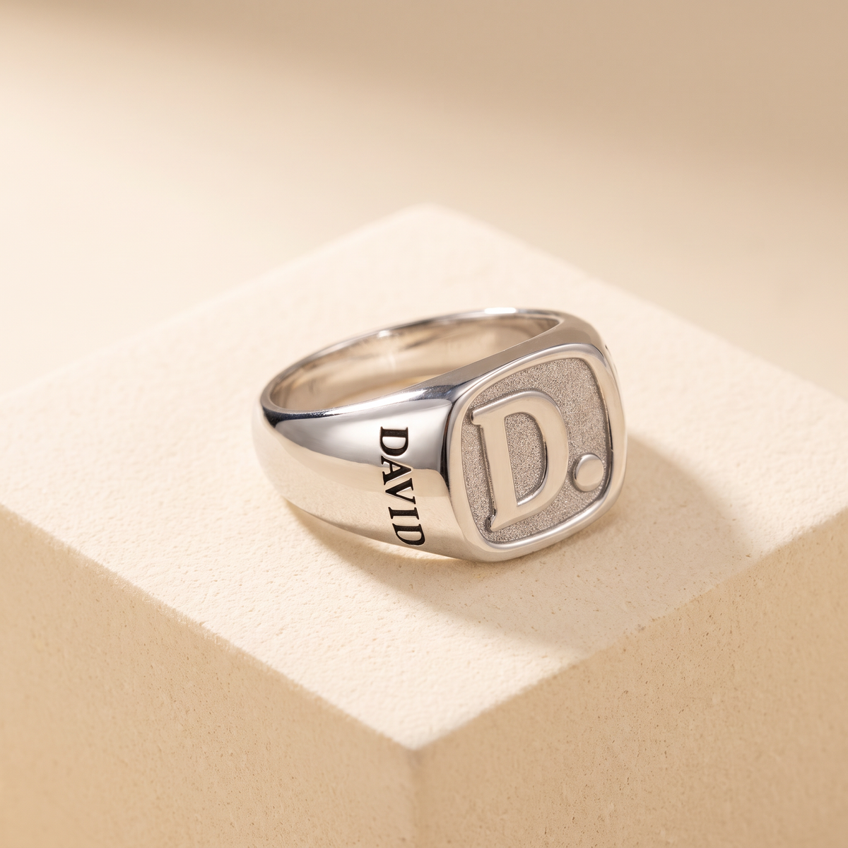 Personalized Square Unisex Initial Signet Ring