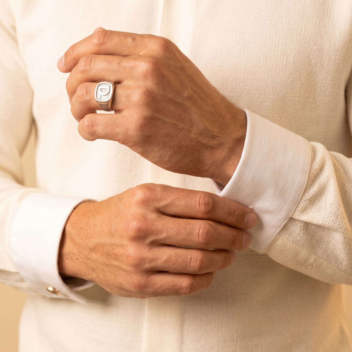 Personalized Square Unisex Initial Signet Ring