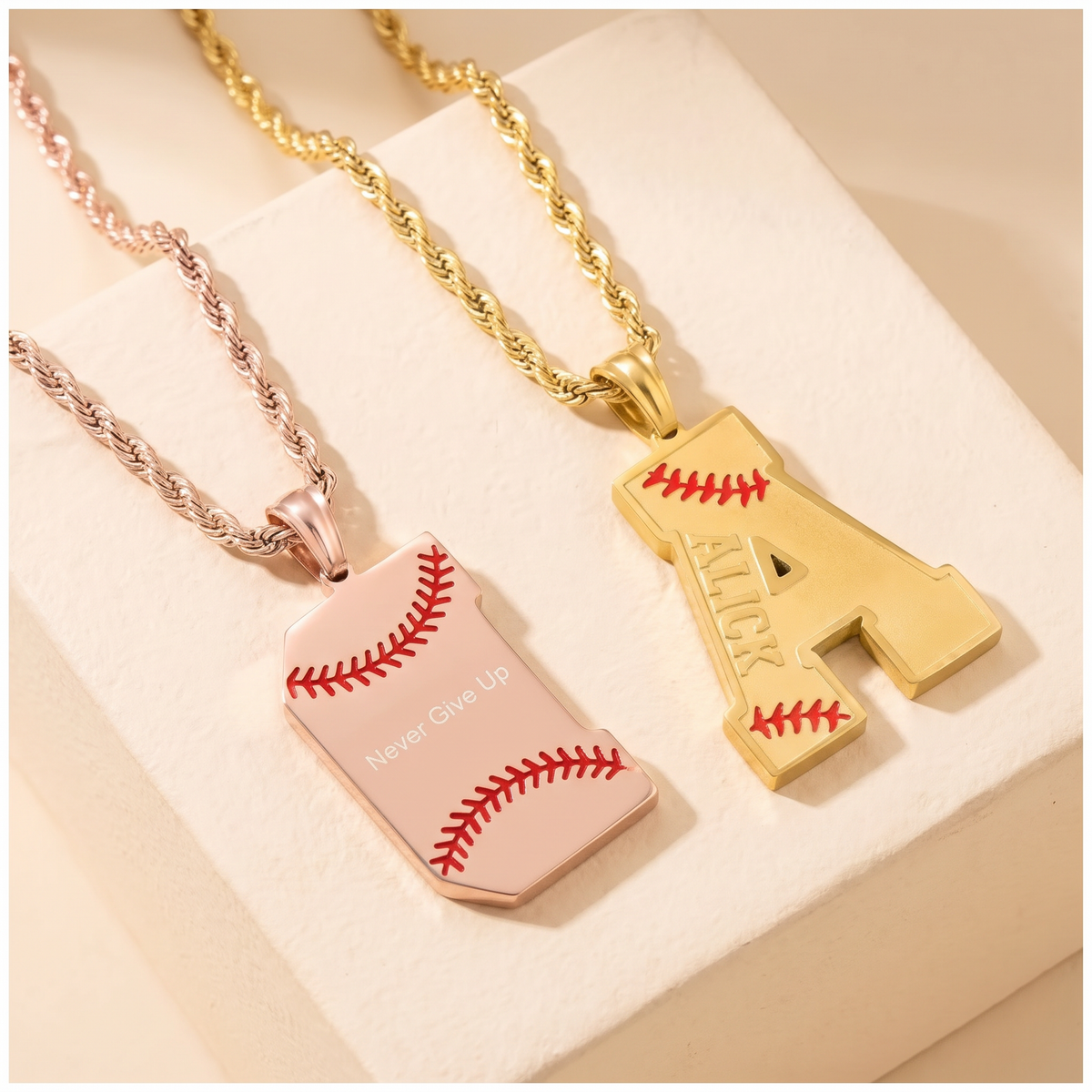 Custom Name Baseball Initial Necklace