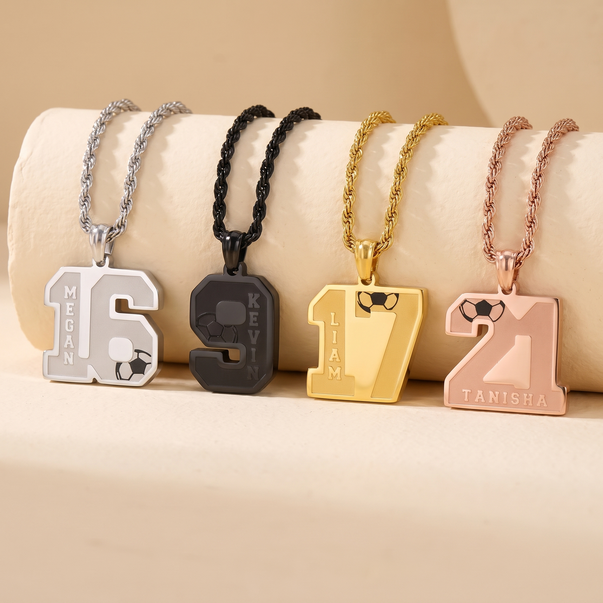 Custom Name Soccer Number Necklace