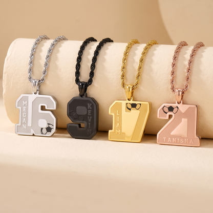 Custom Name Soccer Number Necklace