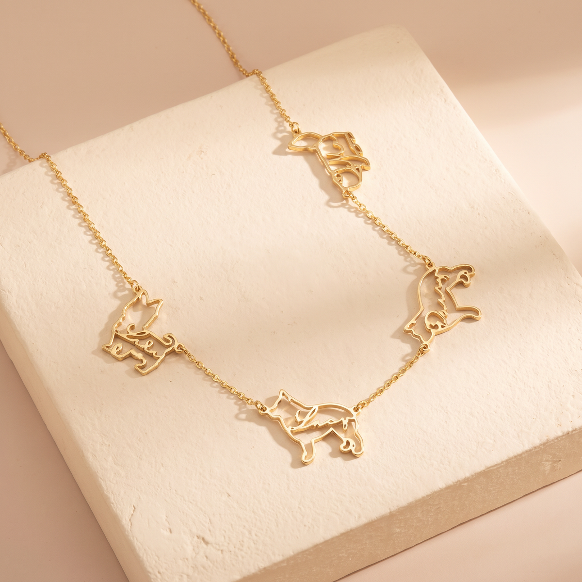 Personalized Dog/Cat Breed Silhouette Line Drawing Necklace