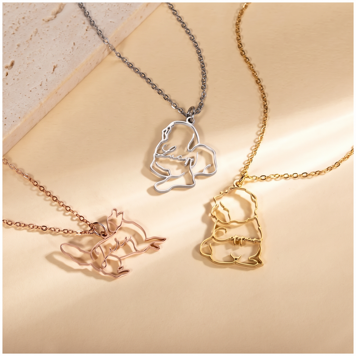 Personalized Dog Breed Silhouette Name Necklace