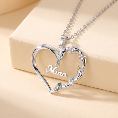 Personalized Name Baby Feet Heart Necklace