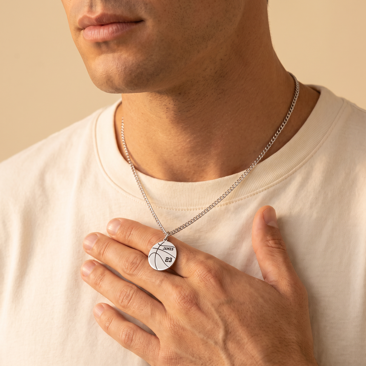 Custom Engraved Name & Number Basketball Ball Necklace